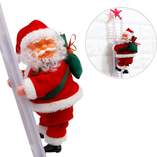 🎅🧗 Papá Noel Escalador de Escalera con Saco de Regalos - Adorno Navideño Animado 🎁✨