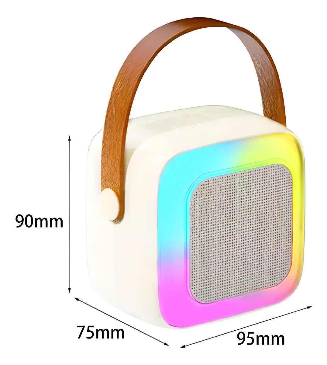 🎤 Mini Parlante Karaoke Portátil K12 con Micrófono Inalámbrico y Luces LED RGB - Beige ✨