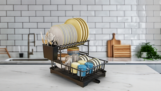 Escurridor de Platos de Metal con Bandeja de Goteo