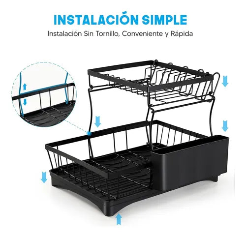 Escurridor de Platos de Metal con Bandeja de Goteo