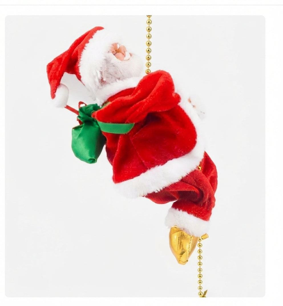 Papá Noel Trepador Eléctrico con Cadenita / Adorno Navideño