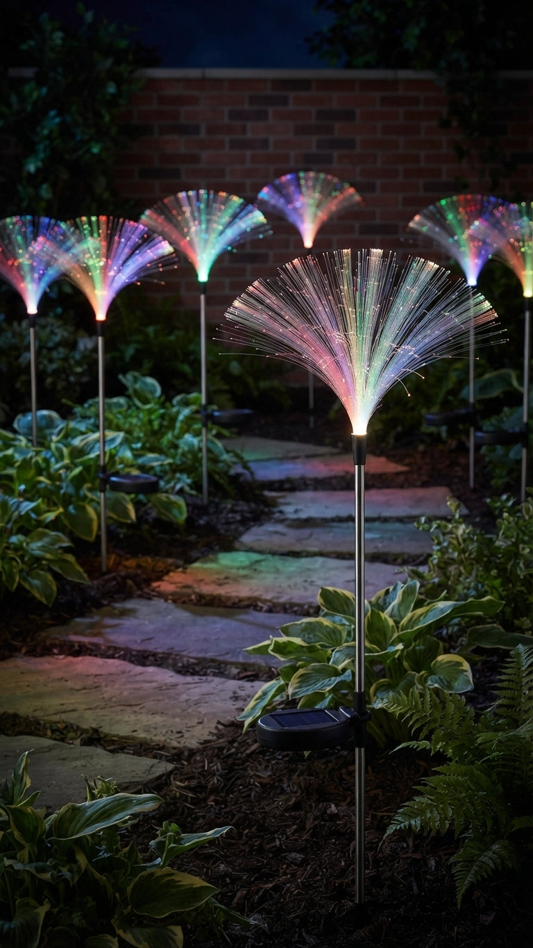 Luces Solares LED Navideñas de Fibra Óptica para Jardín y Exterior 🎄✨