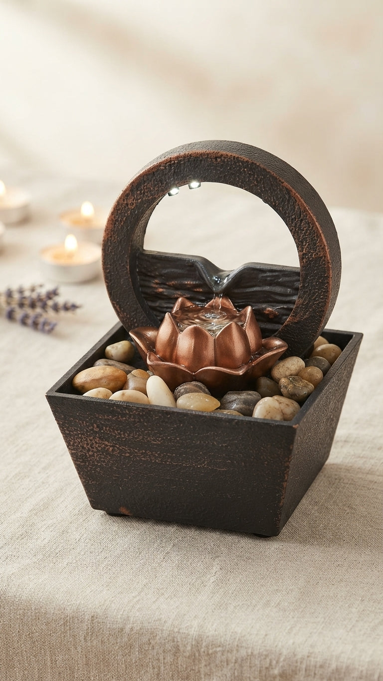 Fuente de Agua Decorativa Zen con Luz LED y Piedras Naturales 🌿✨