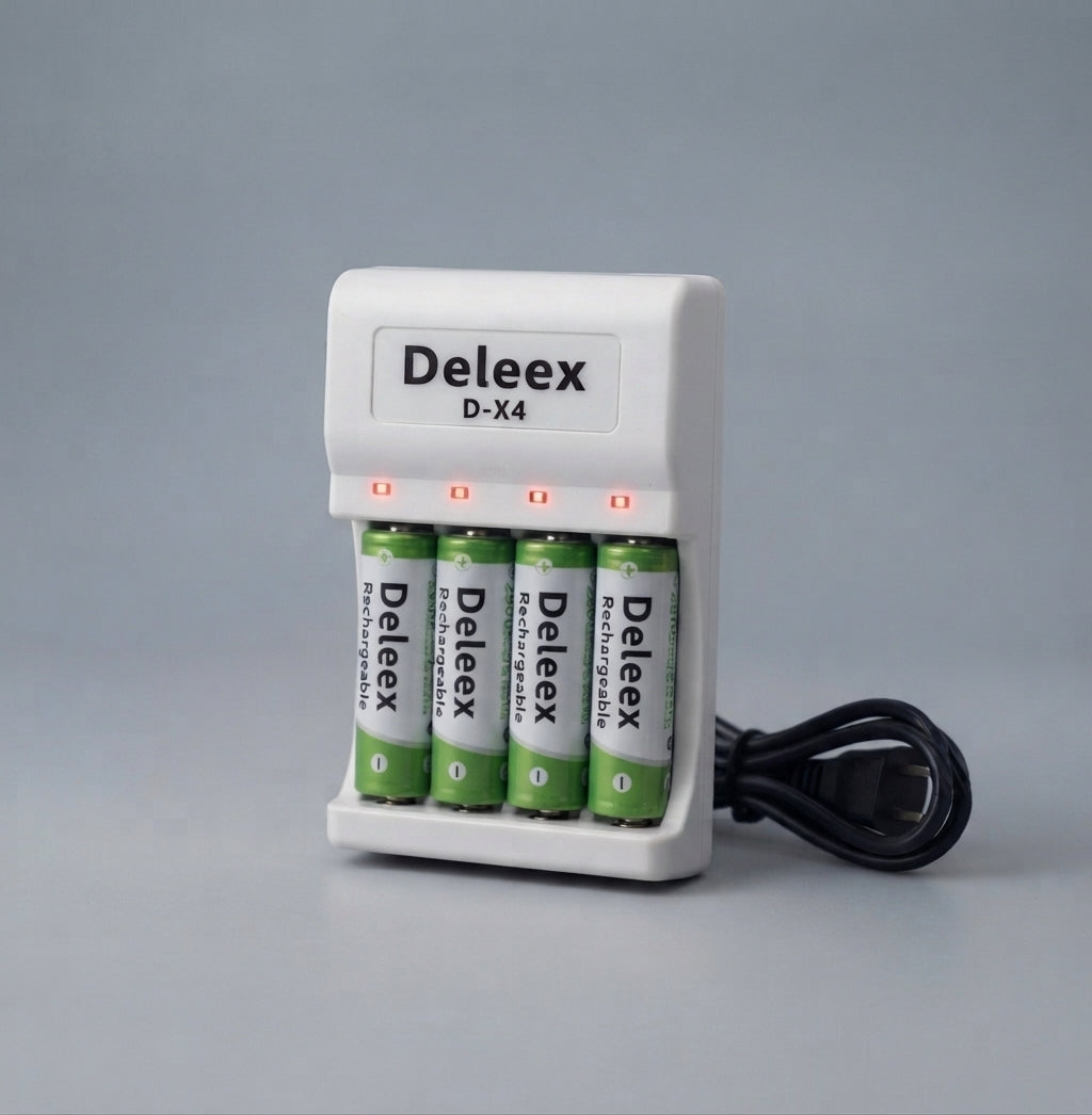 Cargador De Pilas Inteligente Deleex Para Baterías AA Y AAA Con Pilas Incluidas 🔋⚡