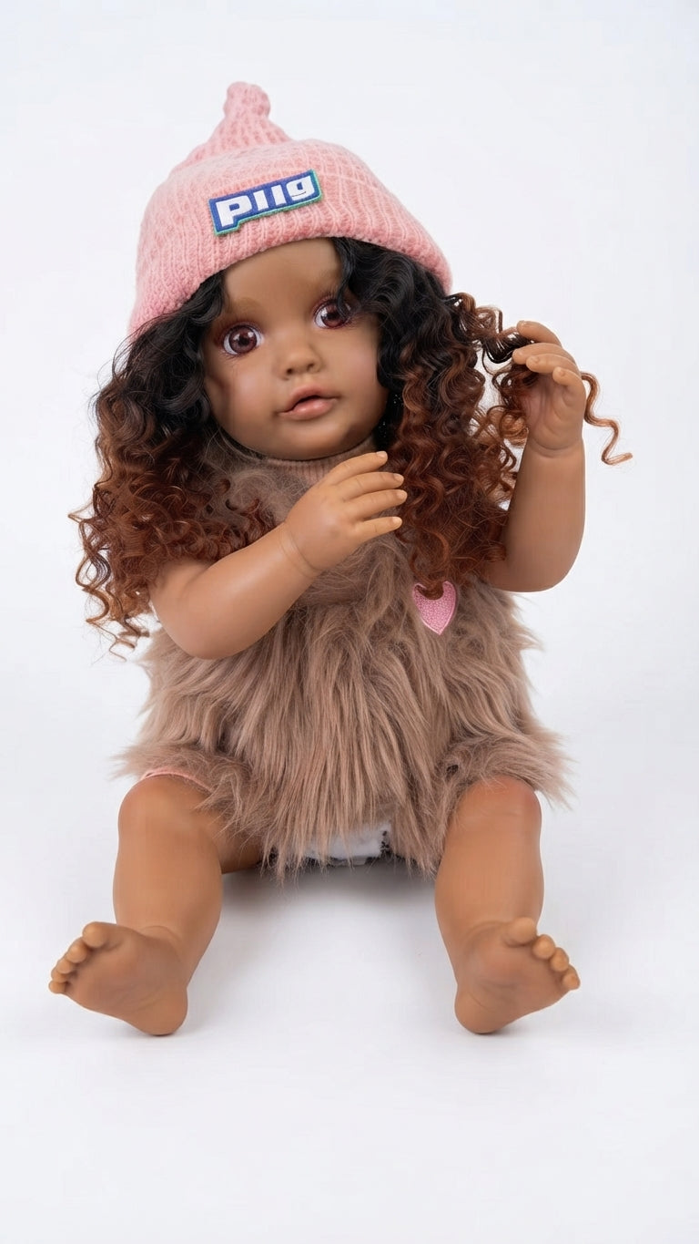 🌟 Muñeca Interactiva Realista de 24 Pulgadas con Cabello Rizado y Accesorios de Cuidado 🌟