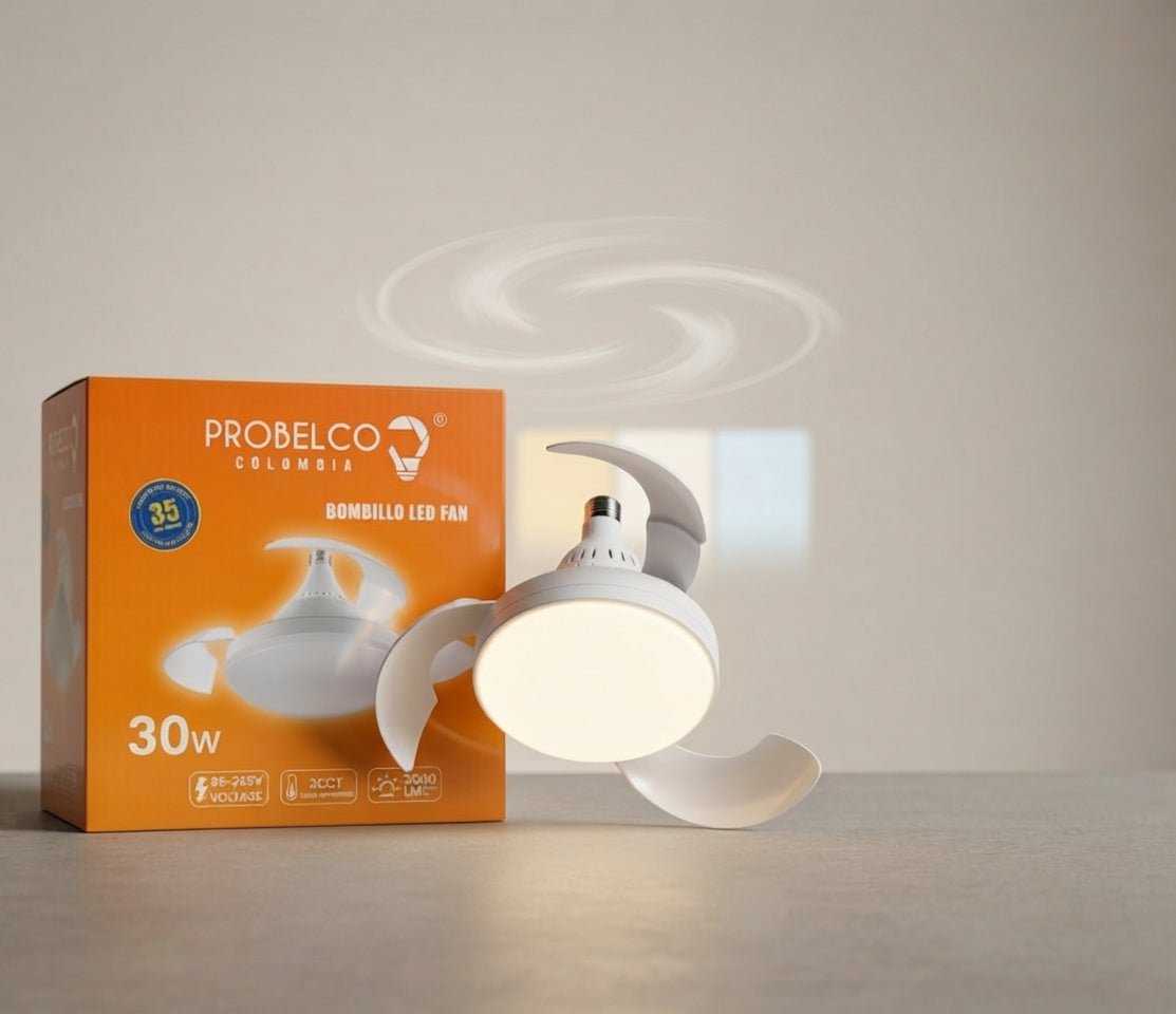 💡🌀 Bombillo LED 30W con Ventilador Integrado 🏡✨