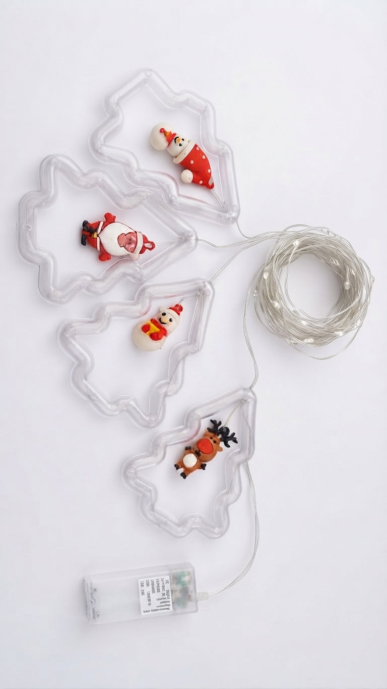 🌟 Guirnalda de Luces LED Navideñas con 10 Esferas Colgantes de Personajes 3D - Diseño Multicolor 🌟