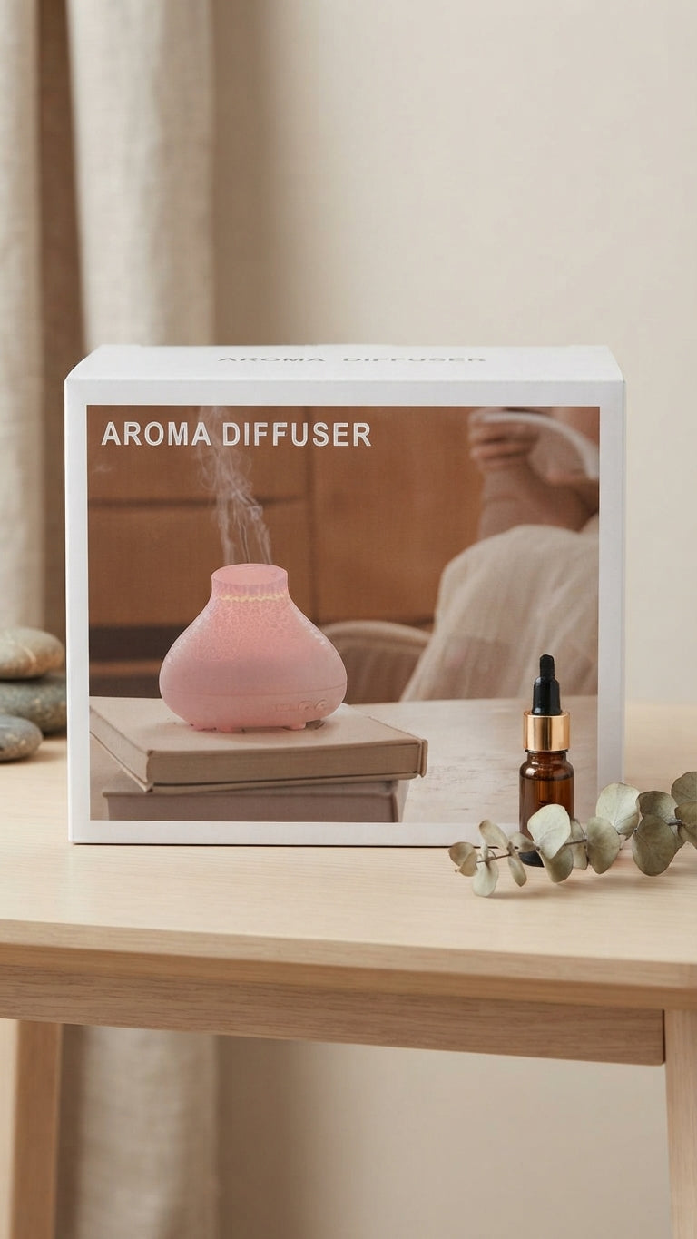 Difusor de Aromas y Humidificador Ultrasónico con Diseño Texturizado Estilo Jarrón 🌸💨