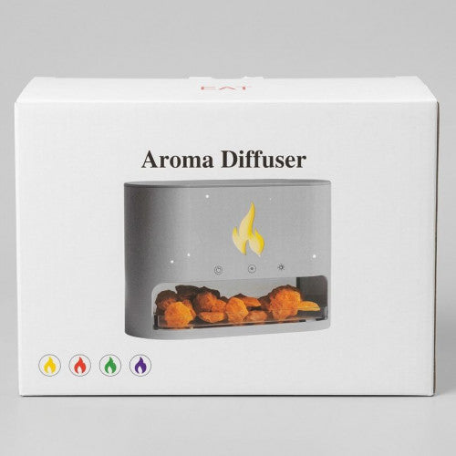 Humidificador Difusor de Aromas con Piedras de Sal y Luz de Llama Multicolor
