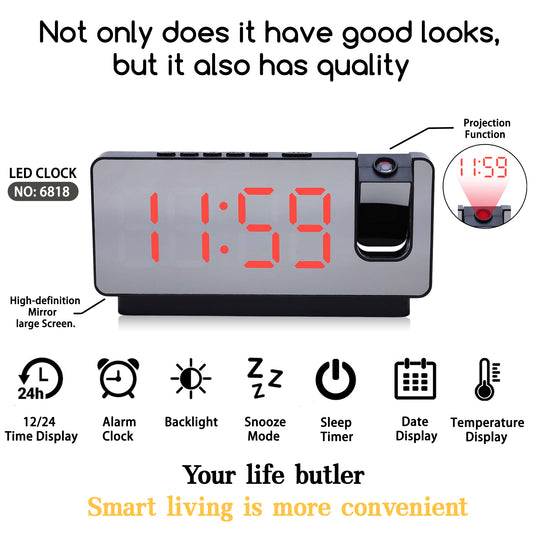 ⏰ Reloj Despertador Digital LED Pro | Proyección de Hora y Clima 🌌