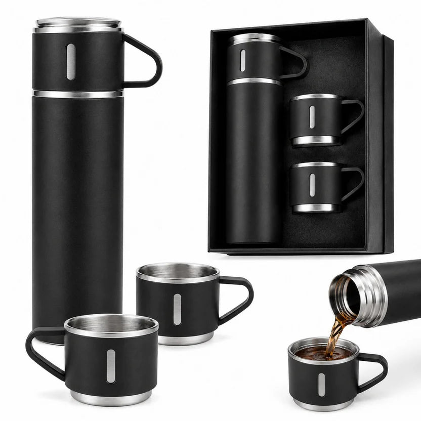 Set Termo De Agua Caliente Fria Caliente 500ml + 3 Tazas