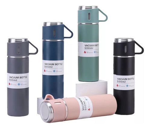 Termo Vacuum Metalizado 500 ml + 3 Tazas