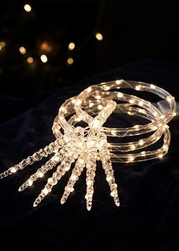 ❄️ Cortina Navideña Luces LED Cascada Carámbanos de Hielo - Luz Blanca Cálida ✨
