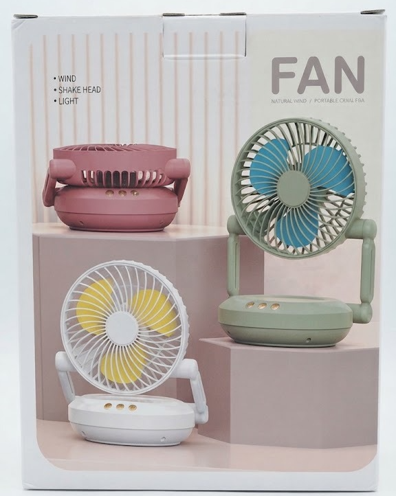 Ventilador De Mesa Portátil Recargable 3 En 1 Con Luz Y Oscilación