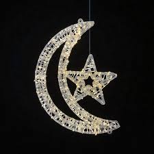 Adorno Navideño Colgante de Luna y Estrella con Luces LED Brillantes 🌙⭐✨