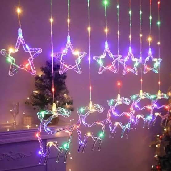 ✨ Cortina de Luces Navideñas Mágica: Figuras de Reno y Estrella 🦌⭐