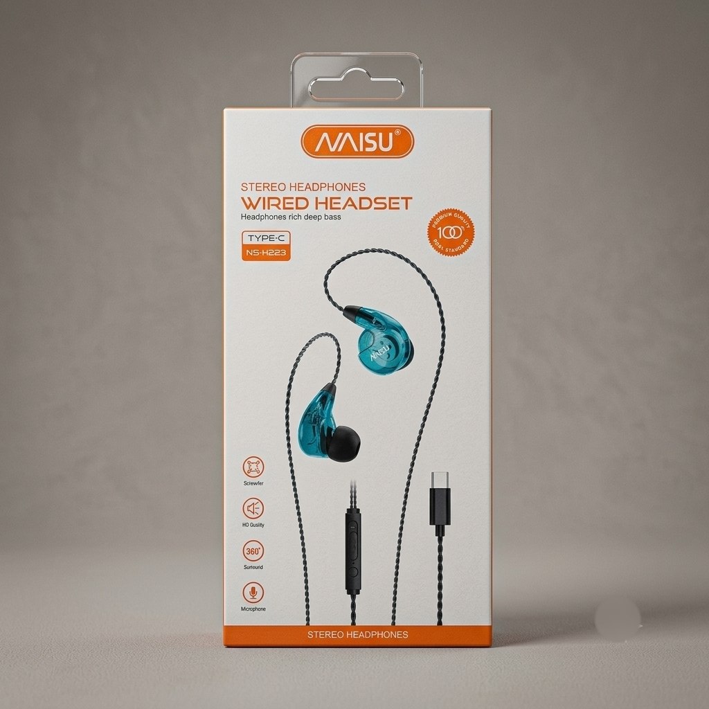🎧 Audífonos In-Ear Tipo C NAISU NS-H223 Con Micrófono Y Control De Volumen 🎵