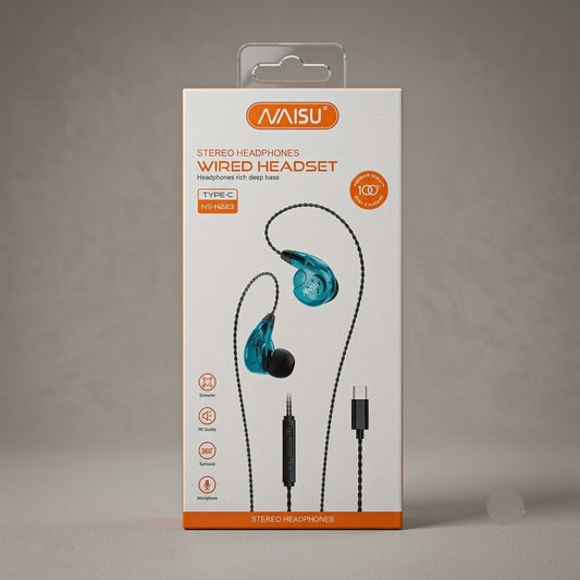 🎧 Audífonos In-Ear Tipo C NAISU NS-H223 Con Micrófono Y Control De Volumen 🎵