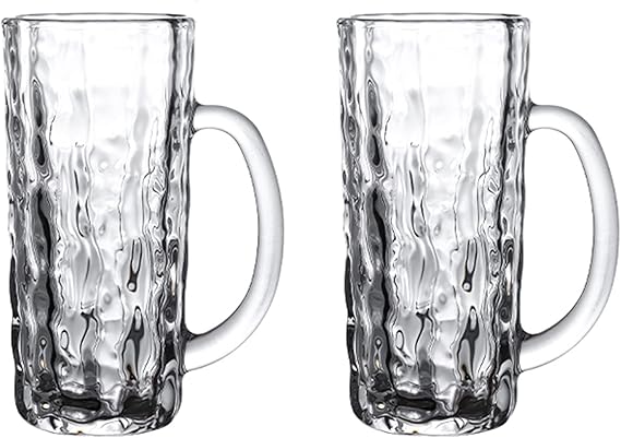 ✨ Set de 2 Mugs de Cristal: Textura de Corteza con Agarraderas Ultra-Cómodas ✨