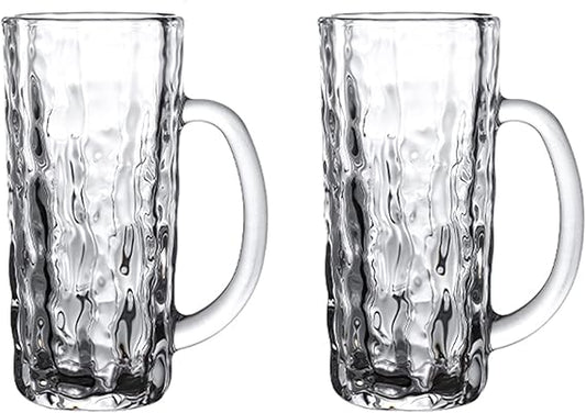 ✨ Set de 2 Mugs de Cristal: Textura de Corteza con Agarraderas Ultra-Cómodas ✨