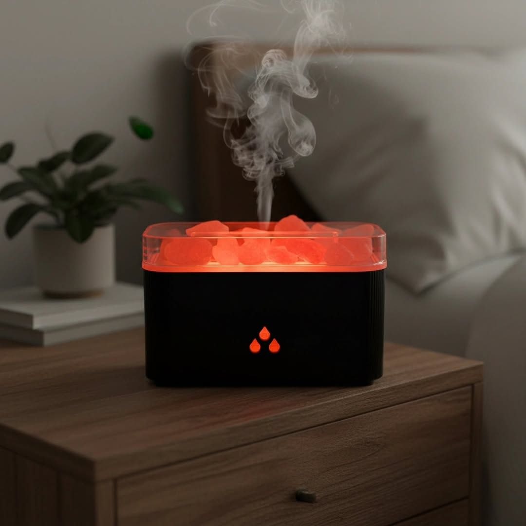 💧 Humidificador Gotas de Lluvia y Lámpara de Sal del Himalaya ✨