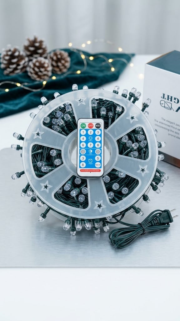 🎄 Manguera de Luces Navideñas LED Multicolor en Carrete con Control Remoto y Control de Brillo ✨