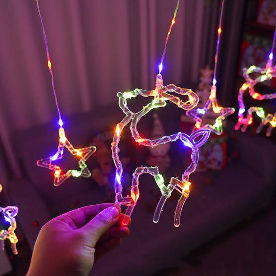 ✨ Cortina de Luces Navideñas Mágica: Figuras de Reno y Estrella 🦌⭐