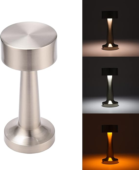 🏙️ Lámpara de Mesa LED Chronos Pyramid: Elegancia Plateada y Libertad Inalámbrica 🏙️