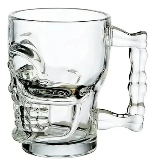 💀 Set de 2 Vasos Cerveceros: Diseño Calavera de Cristal (300 ml) 💀
