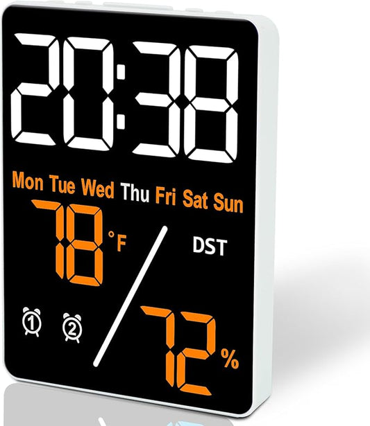 🕒 Reloj Despertador Digital LED y Estación Térmica | Termohigrómetro Pro 🟠