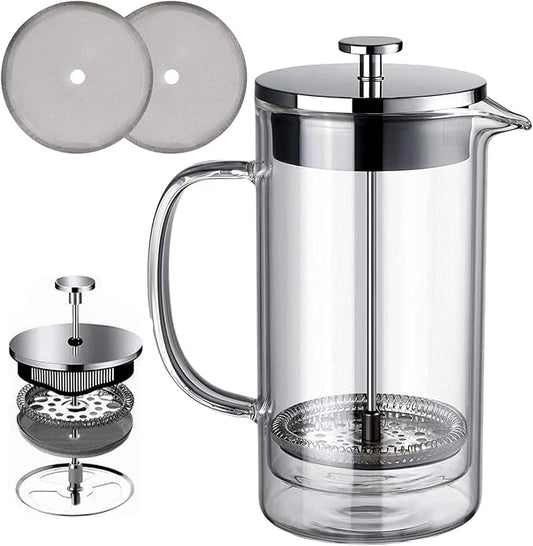 ☕ Prensa Francesa 600ml | Vidrio Borosilicato y Acero Inoxidable Premium 💎