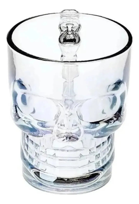 💀 Set de 2 Vasos Cerveceros: Diseño Calavera de Cristal (300 ml) 💀
