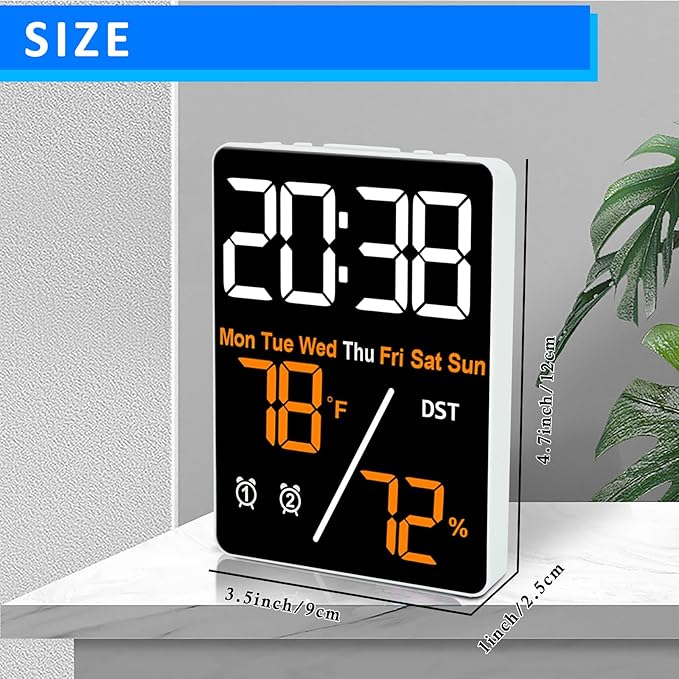 🕒 Reloj Despertador Digital LED y Estación Térmica | Termohigrómetro Pro 🟠