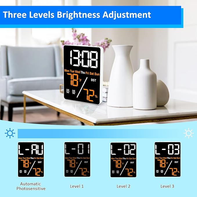 🕒 Reloj Despertador Digital LED y Estación Térmica | Termohigrómetro Pro 🟠