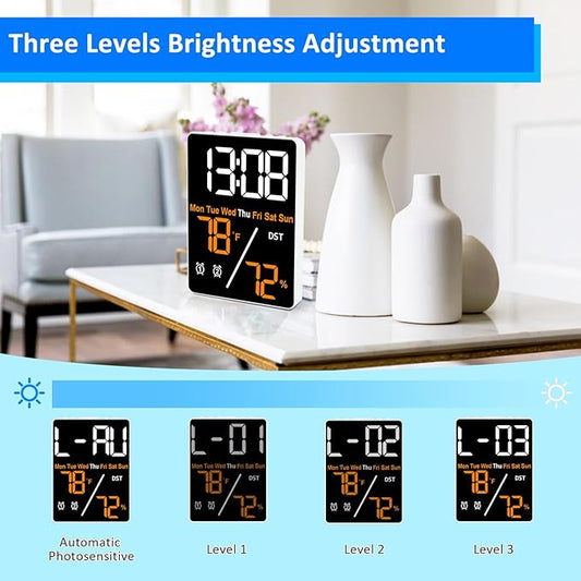 🕒 Reloj Despertador Digital LED y Estación Térmica | Termohigrómetro Pro 🟠