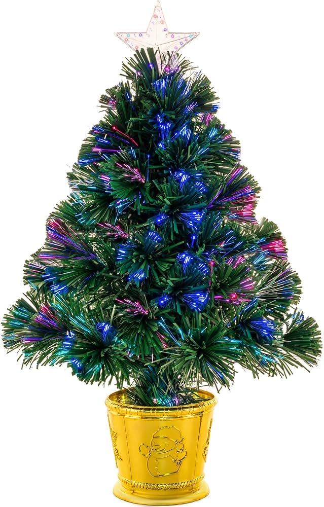 Árbol de Navidad de Mesa con Fibra Óptica Multicolor y Estrella Superior 🎄✨🌟