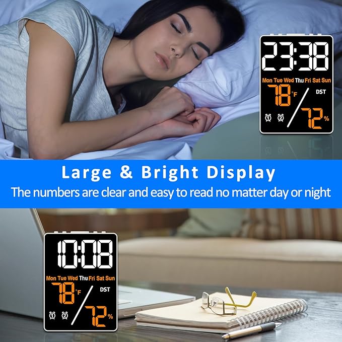 🕒 Reloj Despertador Digital LED y Estación Térmica | Termohigrómetro Pro 🟠