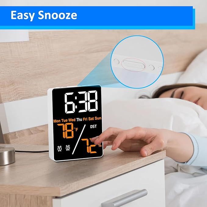 🕒 Reloj Despertador Digital LED y Estación Térmica | Termohigrómetro Pro 🟠