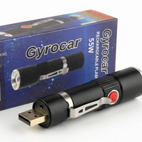 Linterna LED Táctica Recargable USB 55W Portátil Con Clip De Bolsillo Gyrocar 🔦✨🔋