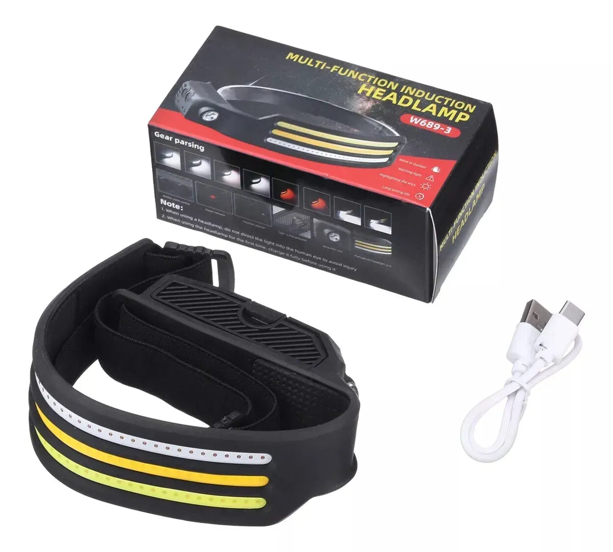 🔦 Linterna Frontal LED COB Flexible con Sensor de Movimiento y Recargable USB