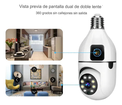 Camara Bombillo Inteligente de Seguridad Doble Camara