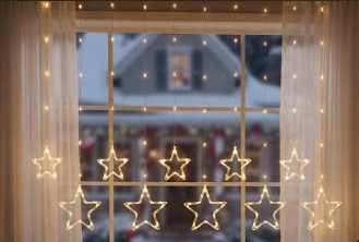 Cascada Cortina de Luces Navideñas con Estrellas LED para Decoración 🎄⭐