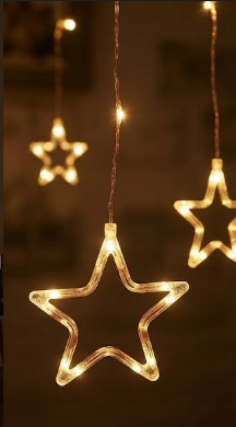 Cascada Cortina de Luces Navideñas con Estrellas LED para Decoración 🎄⭐