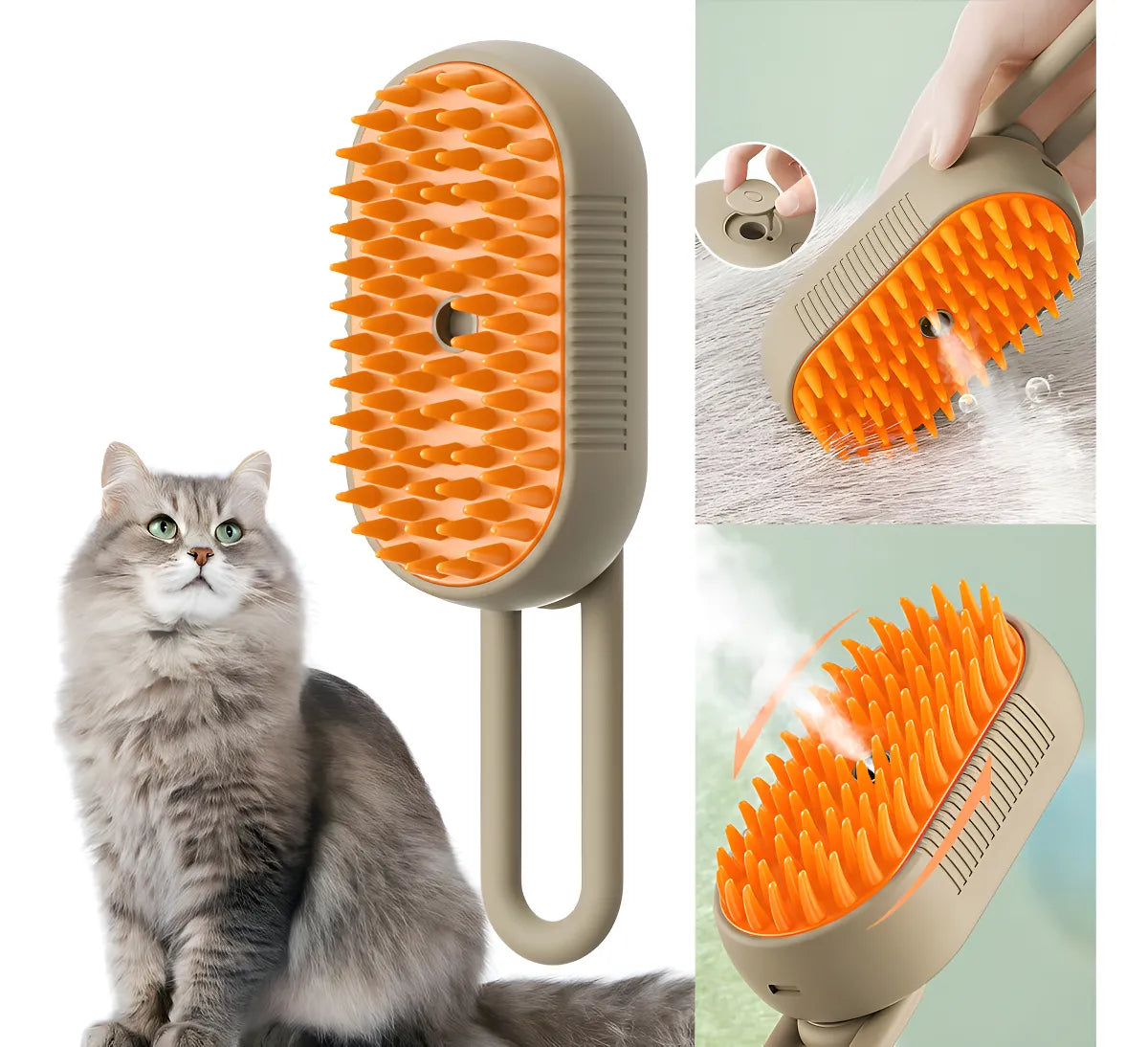 Cepillo 3 en 1: Vaporizador, Masajeador y Atrapa Pelo