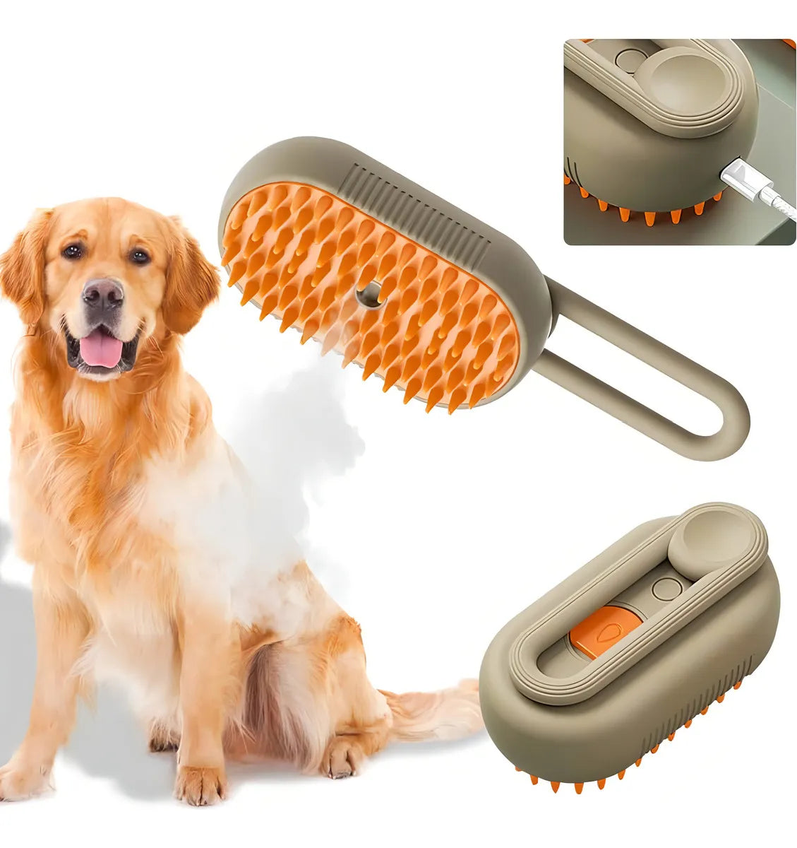 Cepillo 3 en 1: Vaporizador, Masajeador y Atrapa Pelo