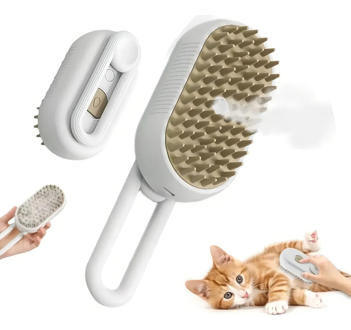 Cepillo 3 en 1: Vaporizador, Masajeador y Atrapa Pelo