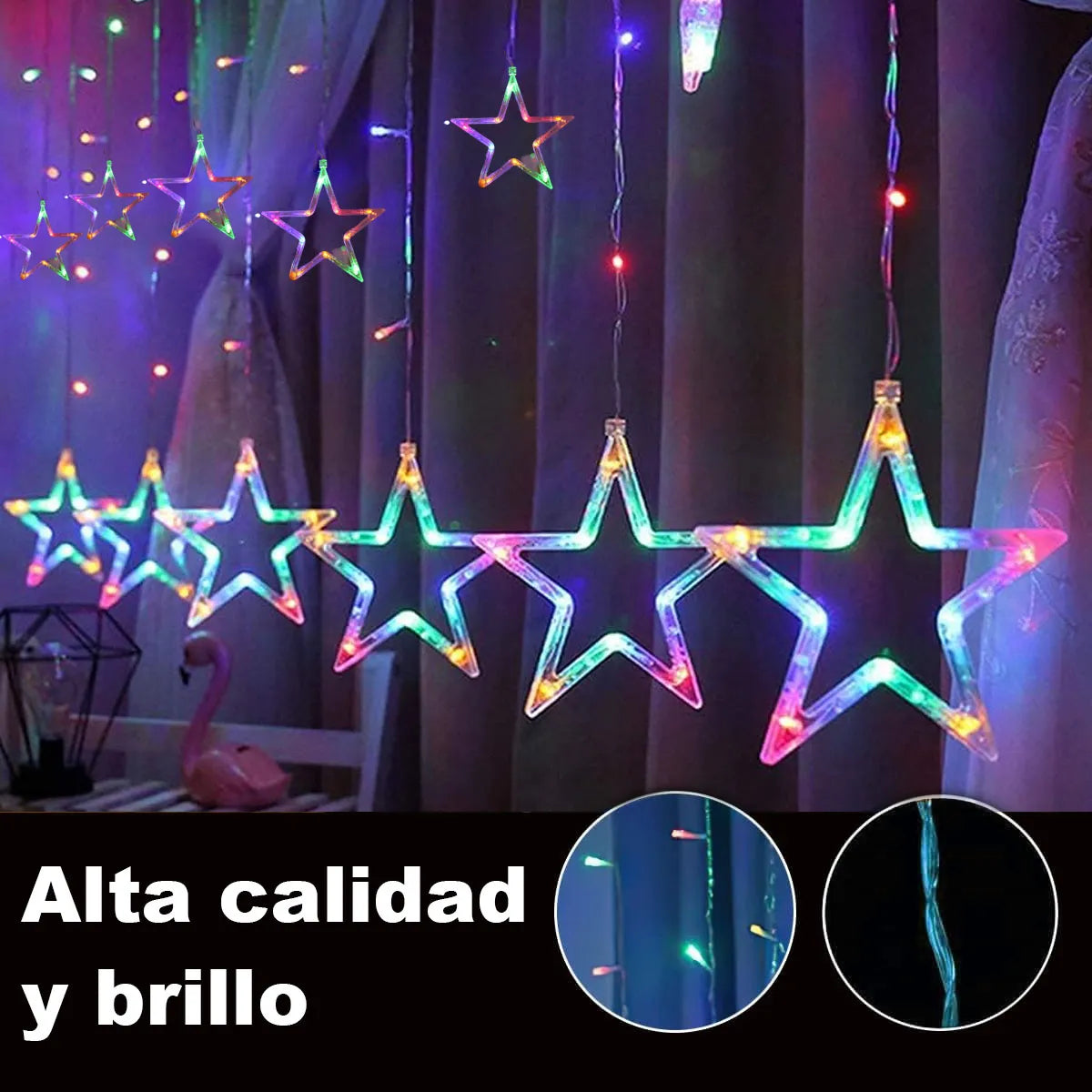 Cortina Cascada LED de 10 Estrellas