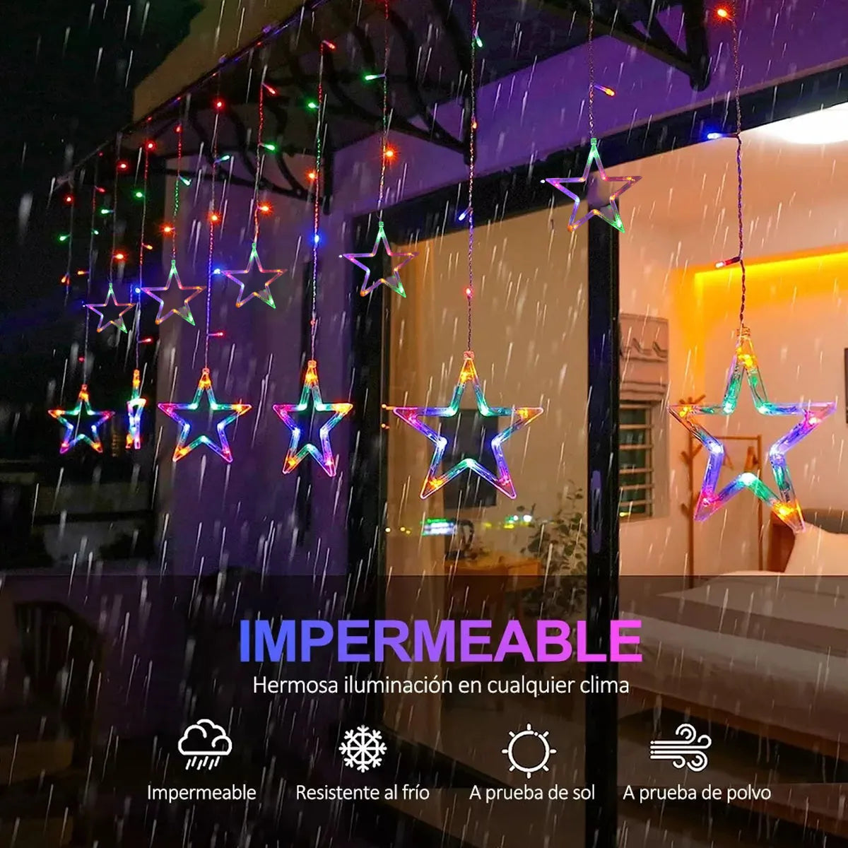 Cortina Cascada LED de 10 Estrellas