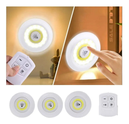 💡 Kit de 3 Luces LED Inalámbricas con Mando a Distancia | Iluminación de Toque para Armarios y Cocina ✨