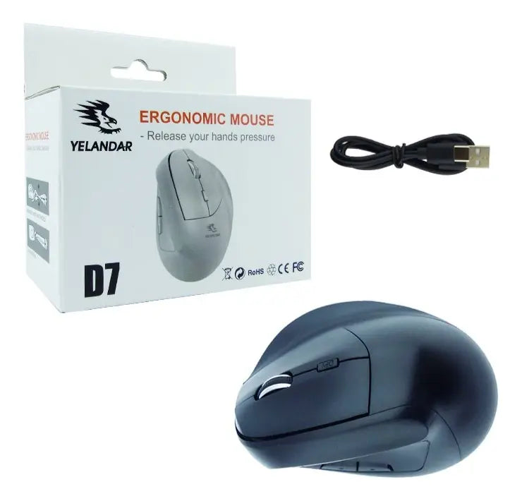 🖱️ Mouse Inalámbrico Vertical YELANDAR D7